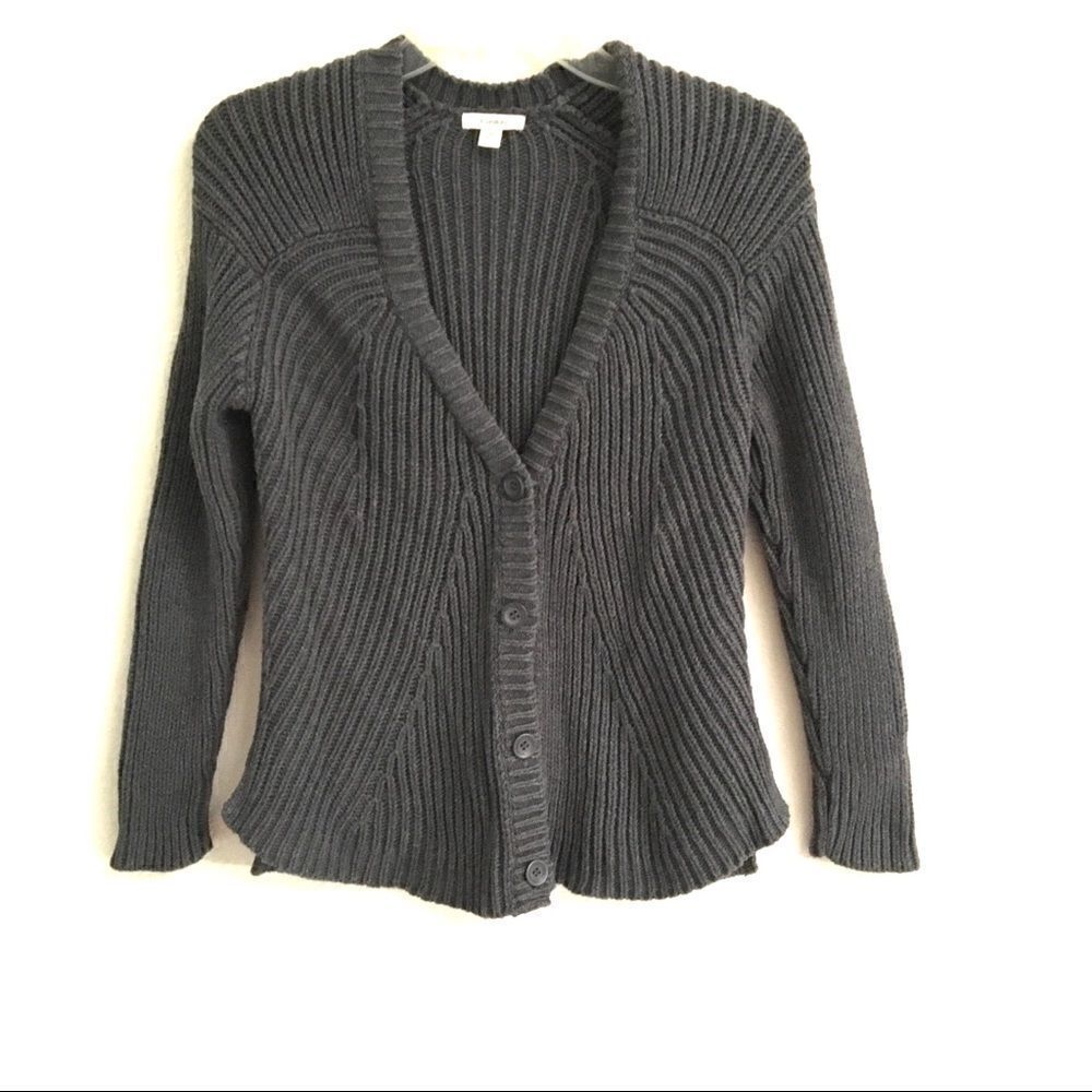 ‎Caslon dark gray button front cardigan MP